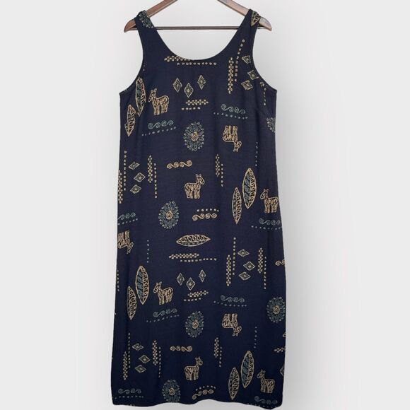 K‎ Studio Maxi Dress Women Size 16 Blue Nature Print Back Zip Vintage - Picture 1 of 13